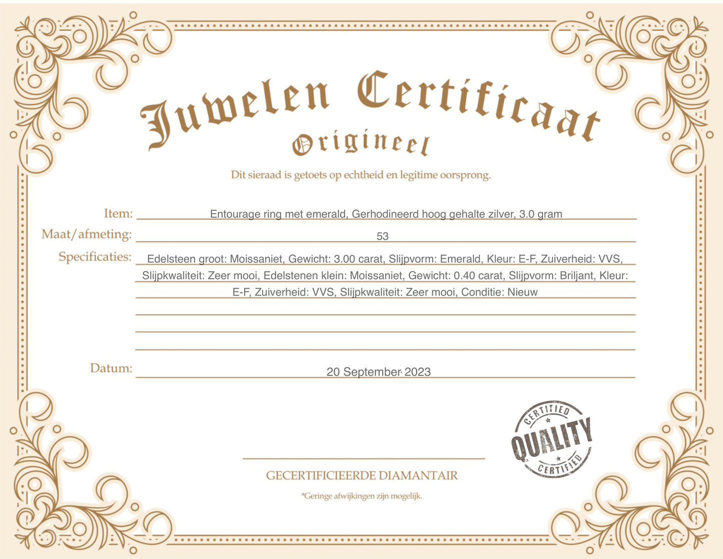 Entourage ring met emerald