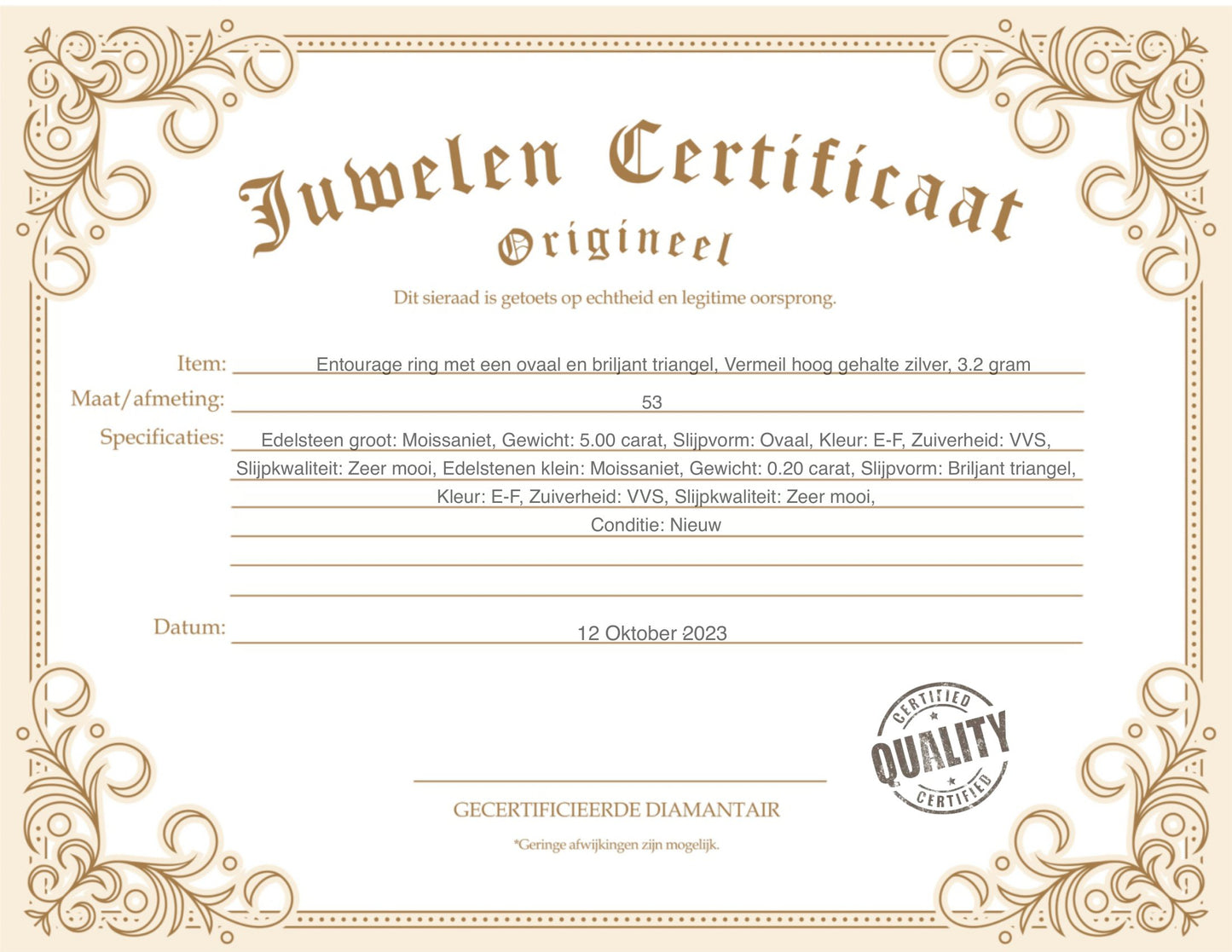 Entourage ring met een ovaal en briljant triangel