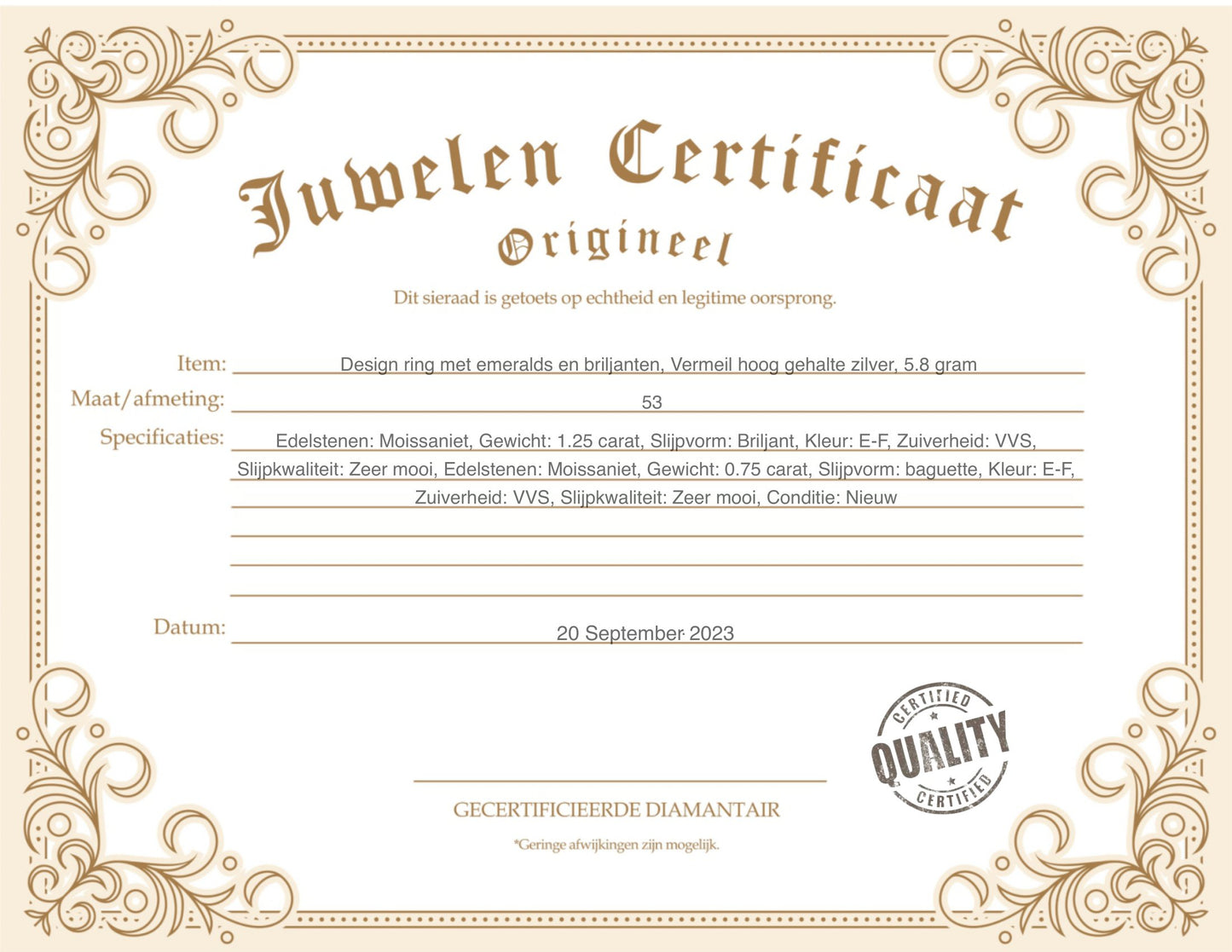 Design ring met emeralds en briljanten