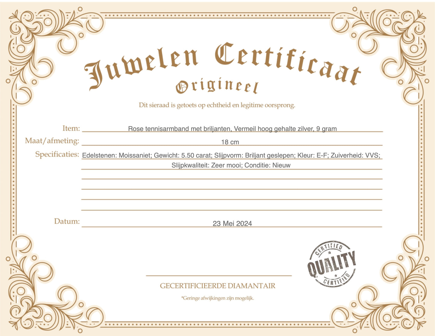 Rose tennisarmband met briljanten