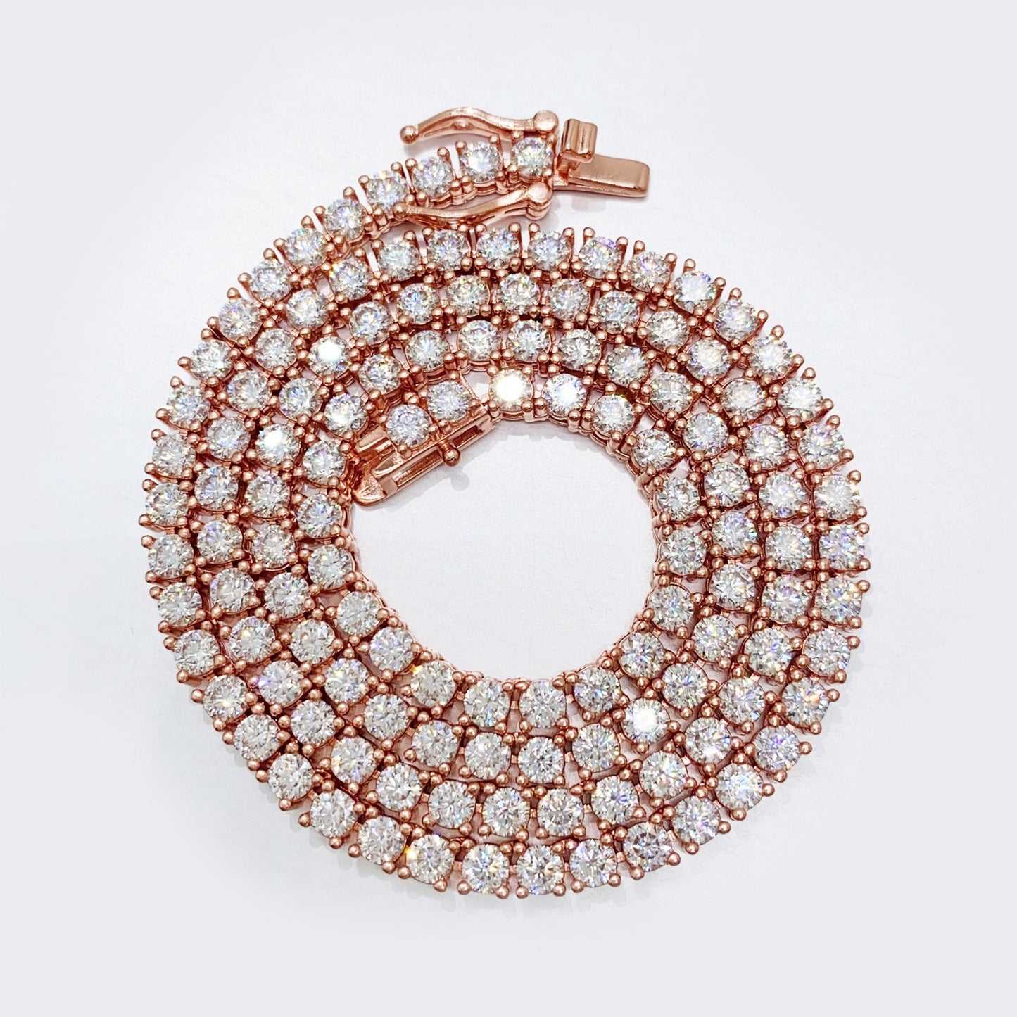 Rose tenniscollier met briljanten van 12.50 carat totaal