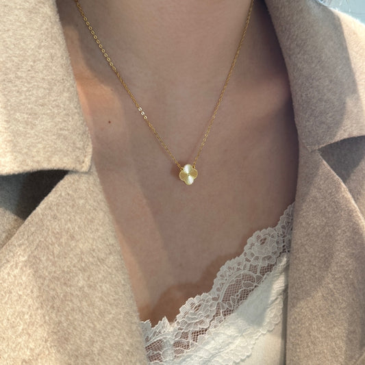 Gouden collier met 1 klaver 14K goudverguld