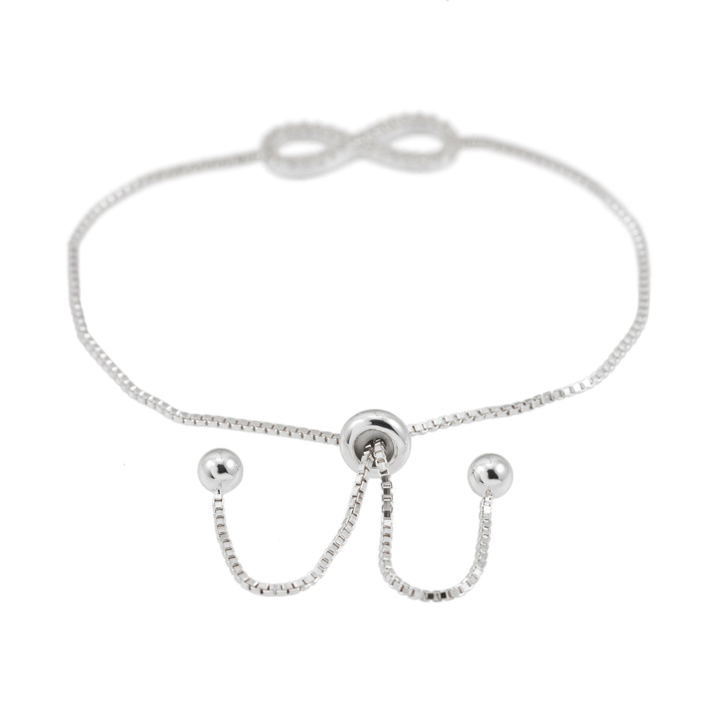 Witte armband met infinity symbool rond gezet met briljanten