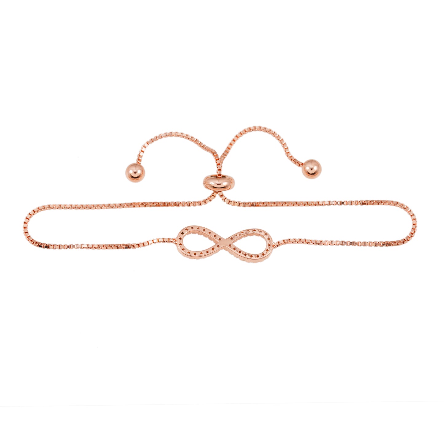 Rose armband met infinity symbool rond gezet met briljanten