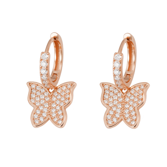 Rosékleurige vlindervormige oorbellen