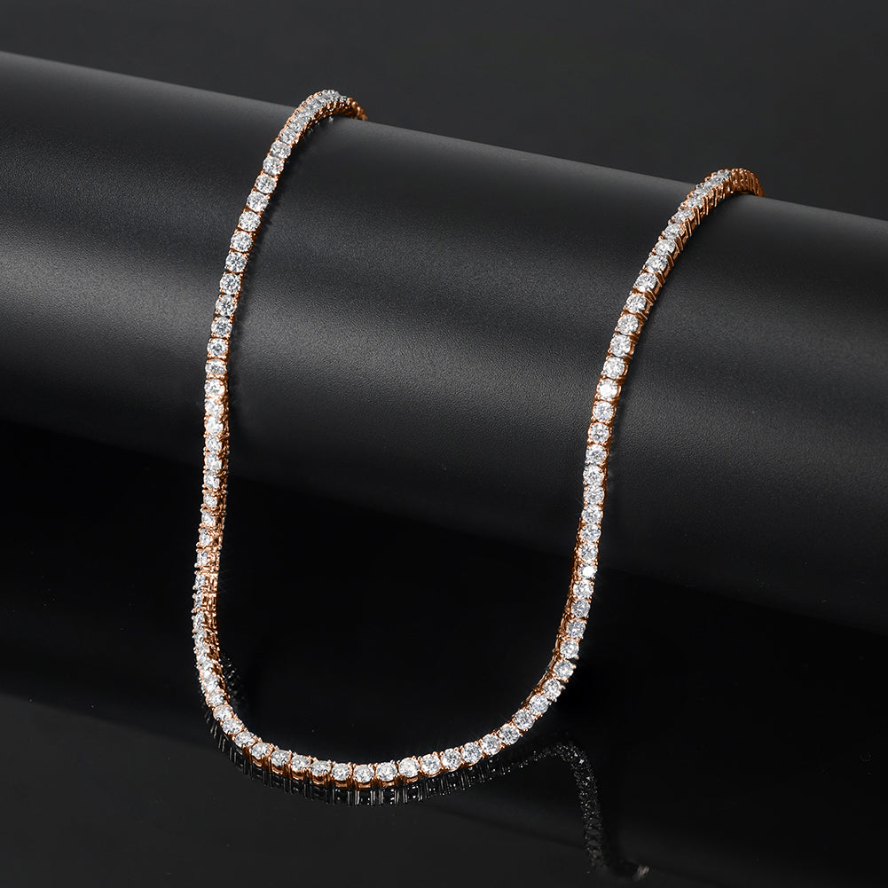 Tennis collier rose goud sterling zilver