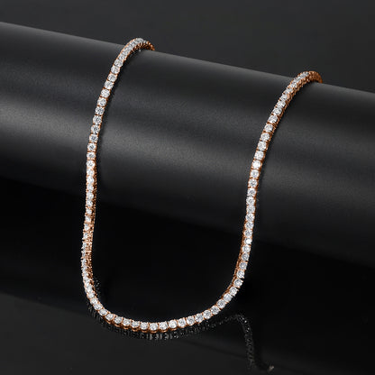 Tennis collier rose goud sterling zilver