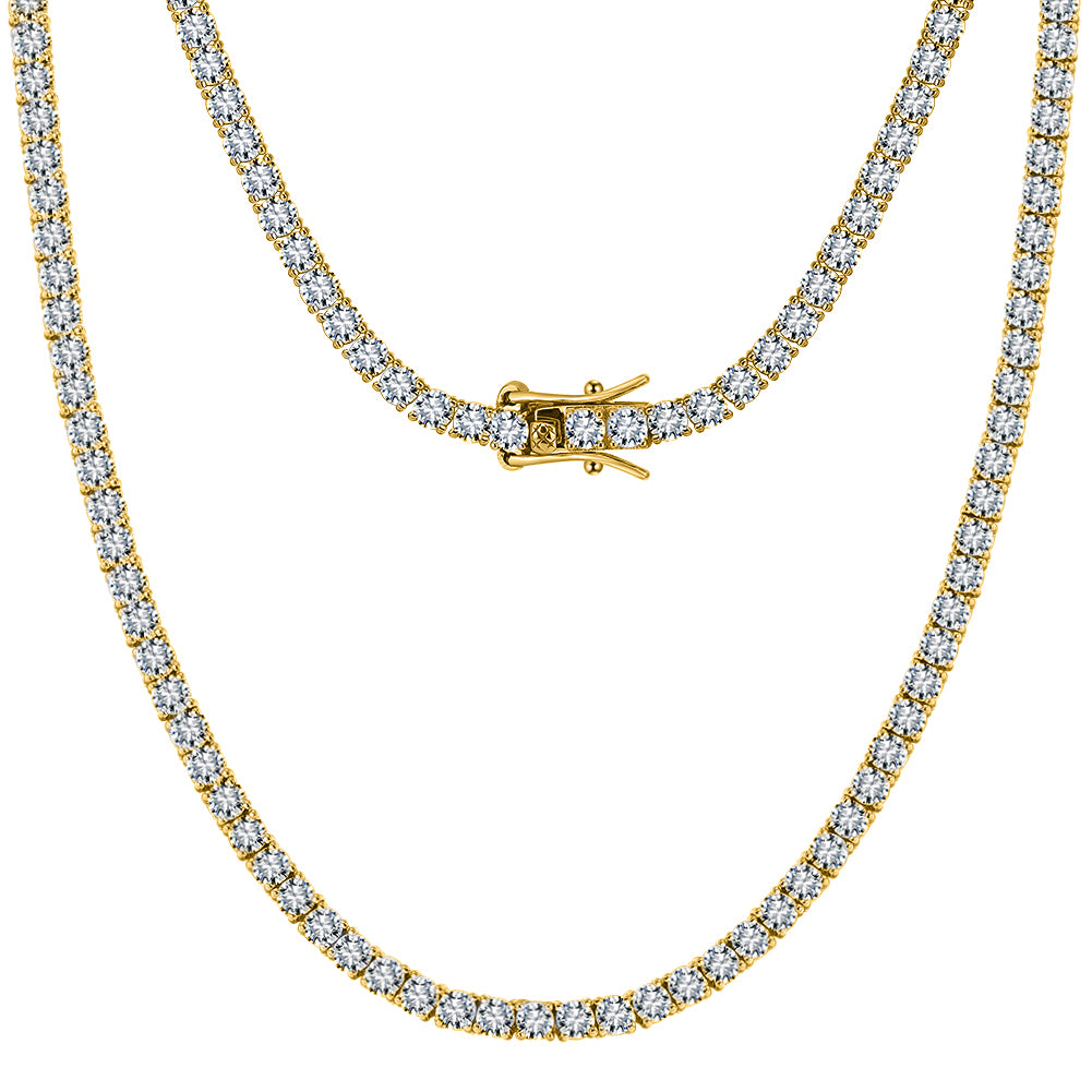 Tennis collier geel goud sterling zilver