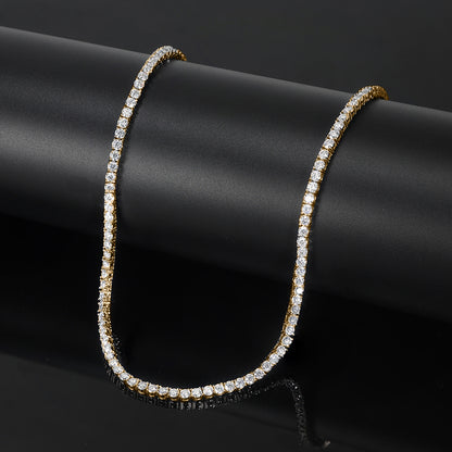 Tennis collier geel goud sterling zilver