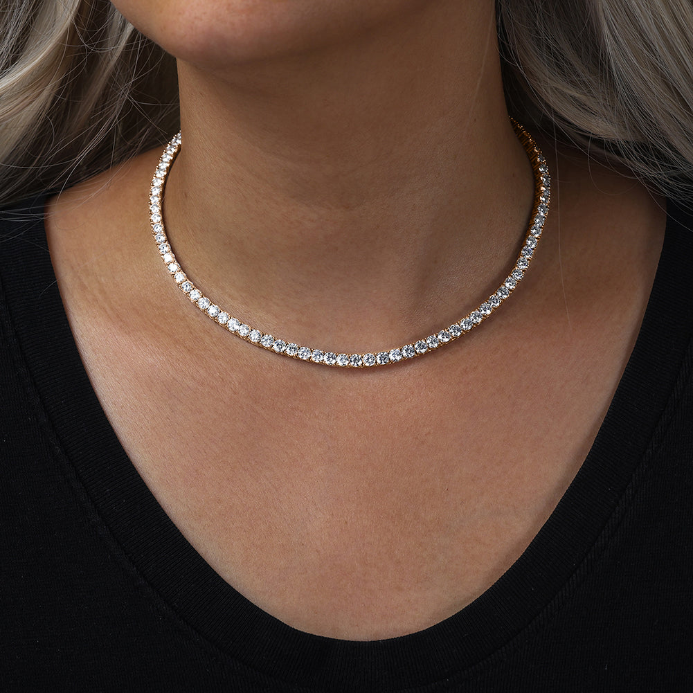 Tennis collier rose goud sterling zilver