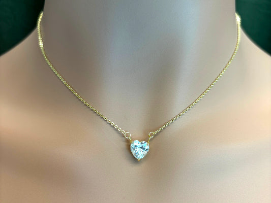 Gele solitair halsketting met een hart vorm briljant van hoge kwaliteit