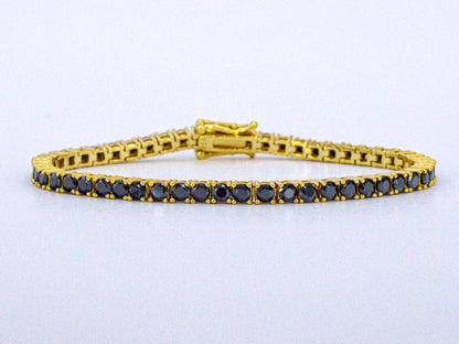 Gele tennisarmband met zwarte briljanten