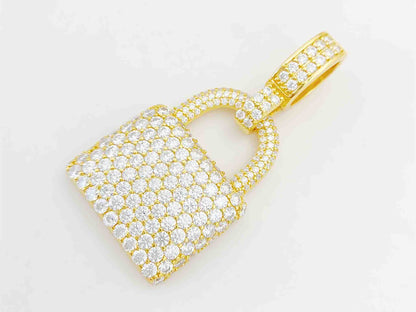 Gele "lock" hanger volledig rondom gezet met witte briljanten