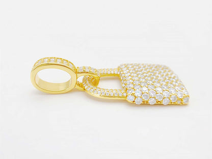 Gele "lock" hanger volledig rondom gezet met witte briljanten