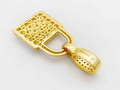 Gele "lock" hanger volledig rondom gezet met witte briljanten