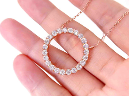 Rose ronde hanger met ketting rondom gezet met grote briljanten