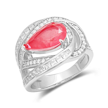 Design ring met briljanten, prinsessen en een roze peer vorm briljant