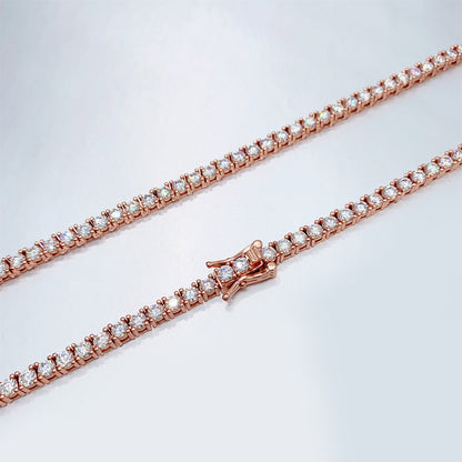 Rose tenniscollier met briljanten van 12.50 carat totaal