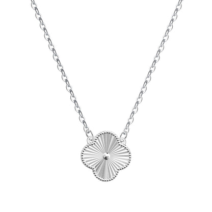 Witte collier met 1 klaver rhodium verguld