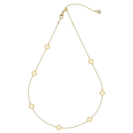 Gouden collier met open klavertjes 14K goudverguld