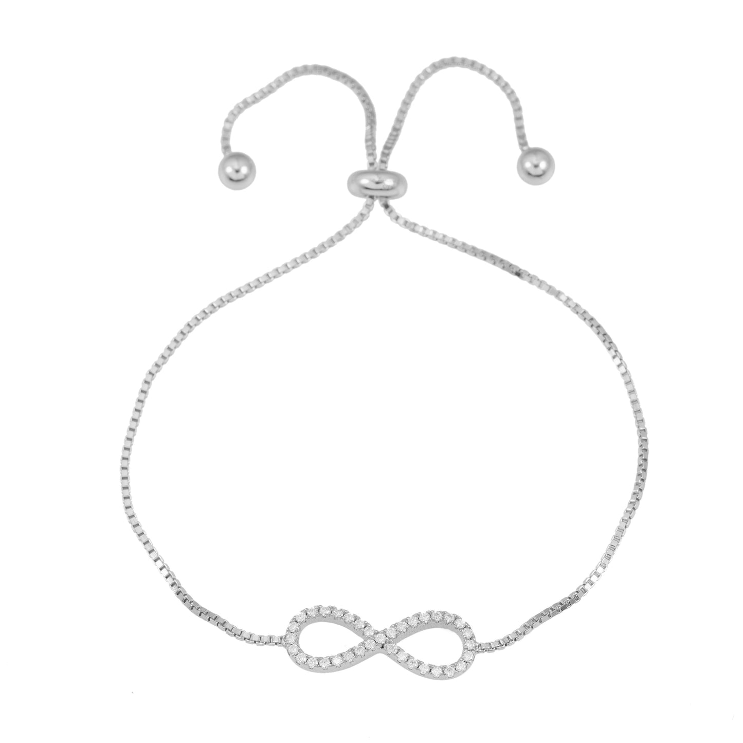 Witte armband met infinity symbool rond gezet met briljanten
