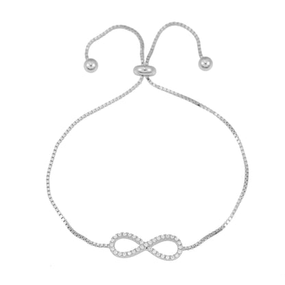 Witte armband met infinity symbool rond gezet met briljanten