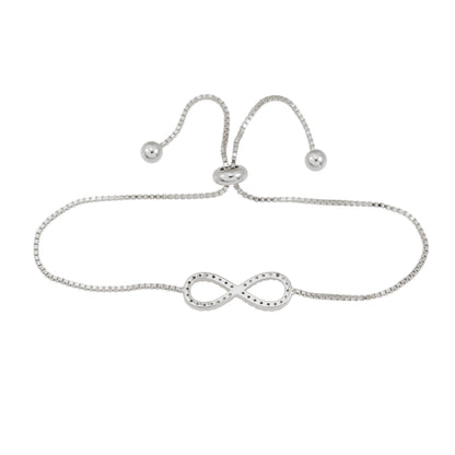 Witte armband met infinity symbool rond gezet met briljanten