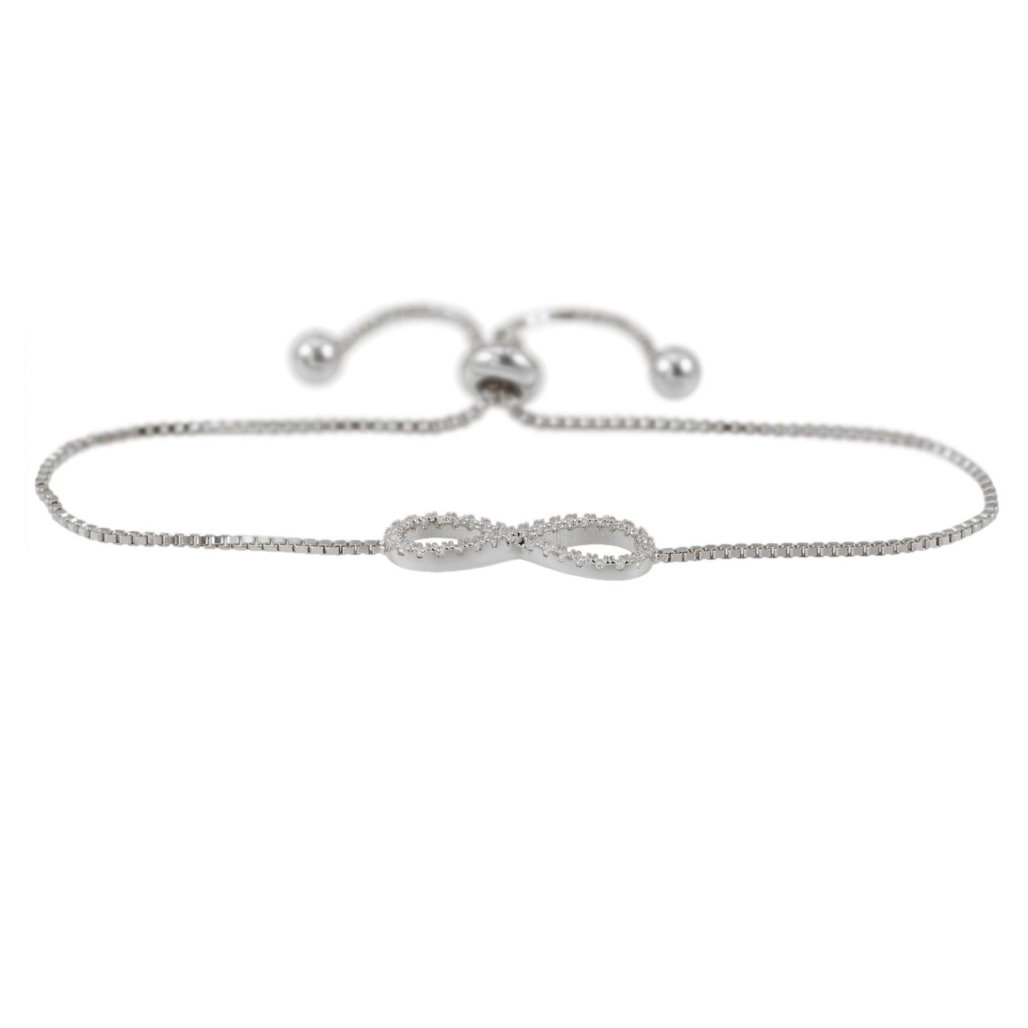 Witte armband met infinity symbool rond gezet met briljanten