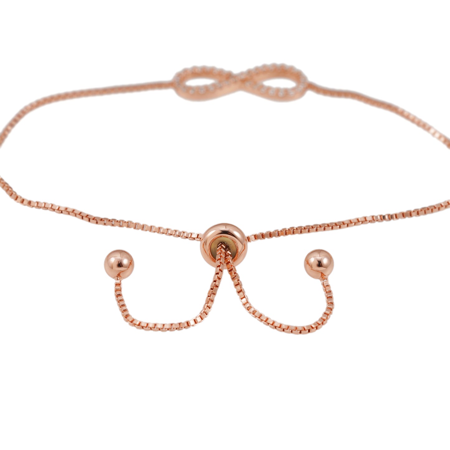 Rose armband met infinity symbool rond gezet met briljanten