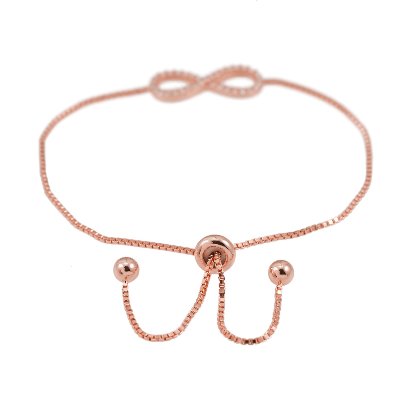 Rose armband met infinity symbool rond gezet met briljanten