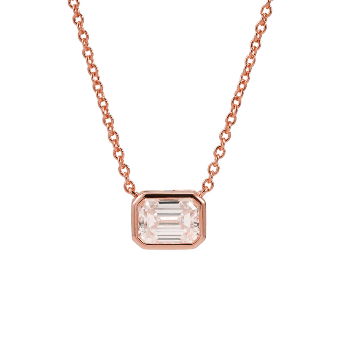 Rosékleurige ketting met rechthoekige hanger