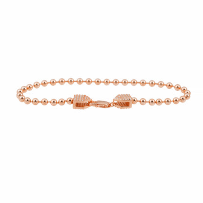 Rosékleurige ronde armband bezet met briljanten