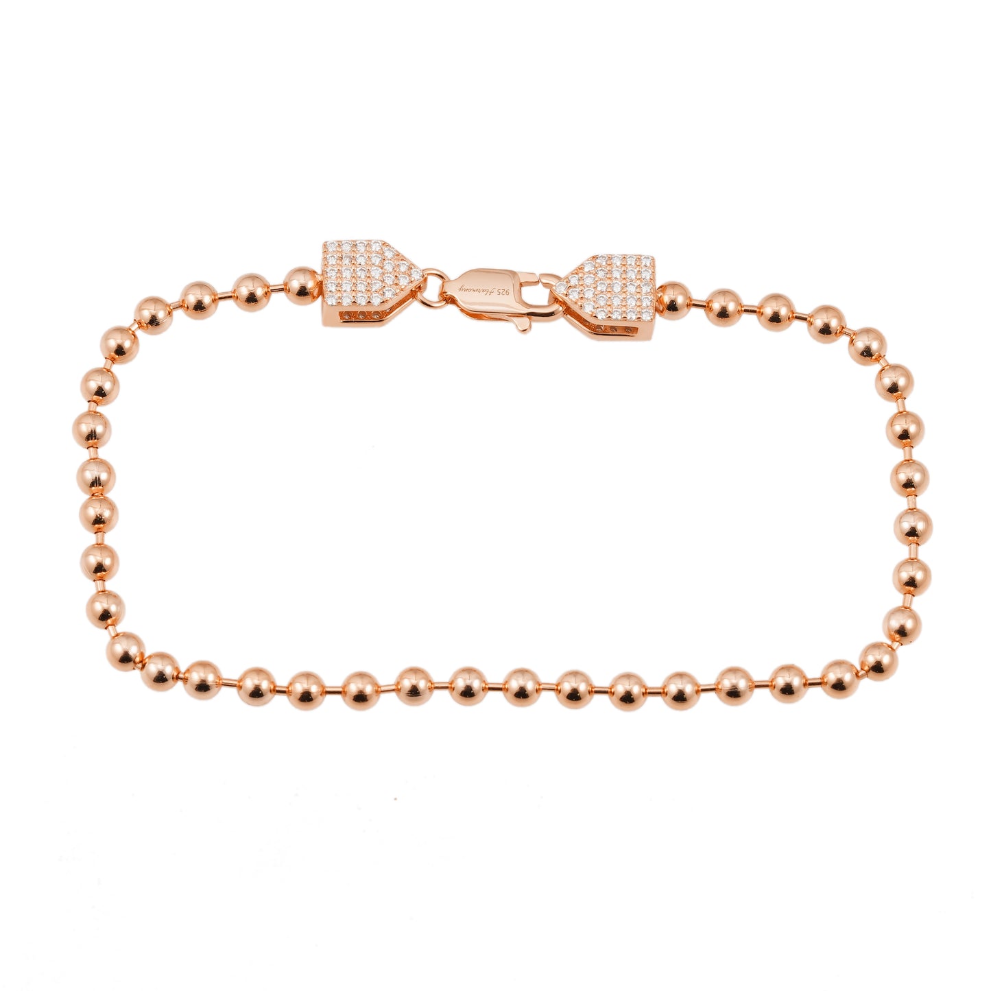 Rosékleurige ronde armband bezet met briljanten