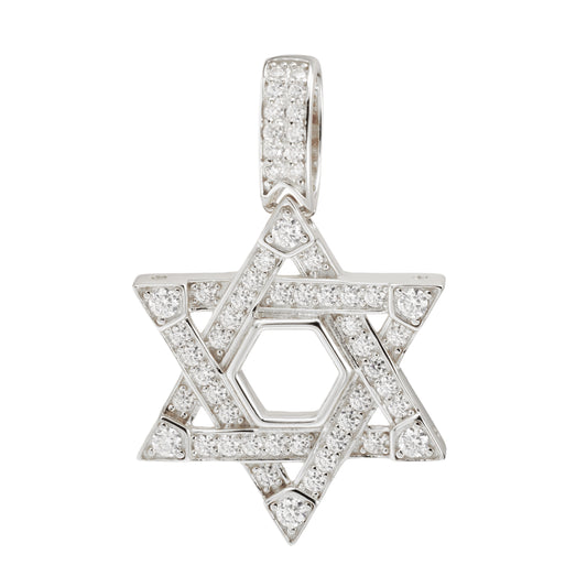 Zilverkleurige hanger met stervorm bezet met briljanten