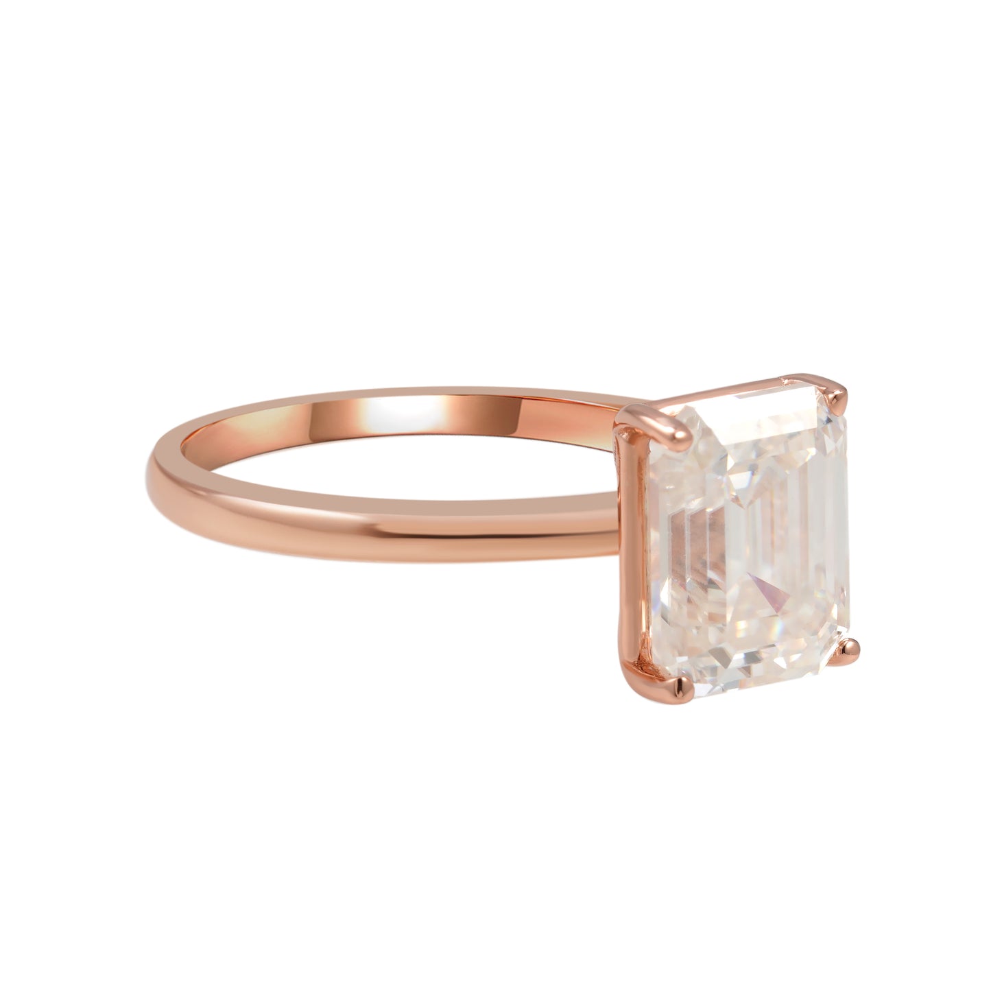 Rosékleurige ring met rechthoekige steen
