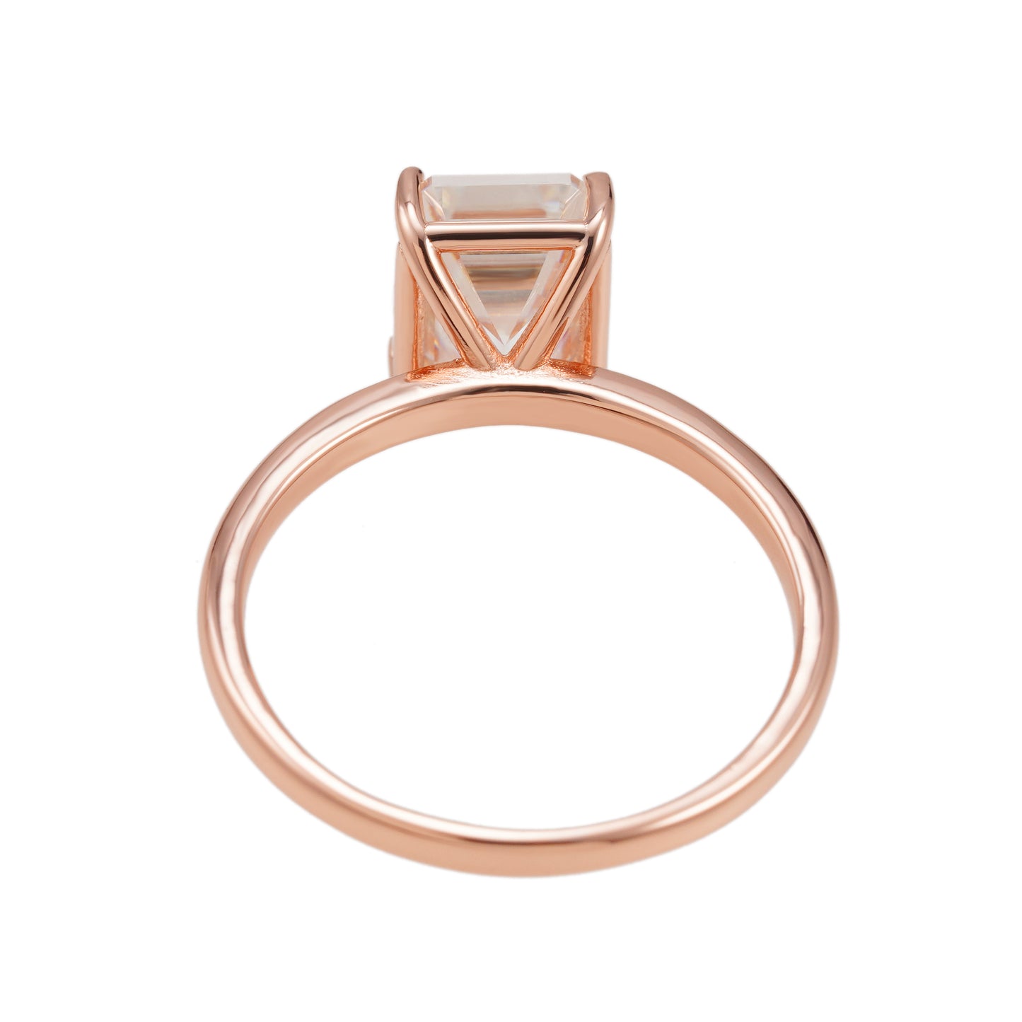 Rosékleurige ring met rechthoekige steen
