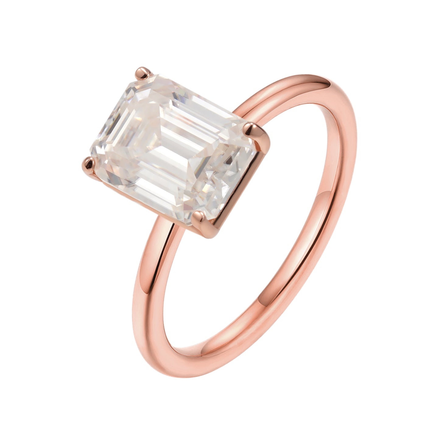 Rosékleurige ring met rechthoekige steen