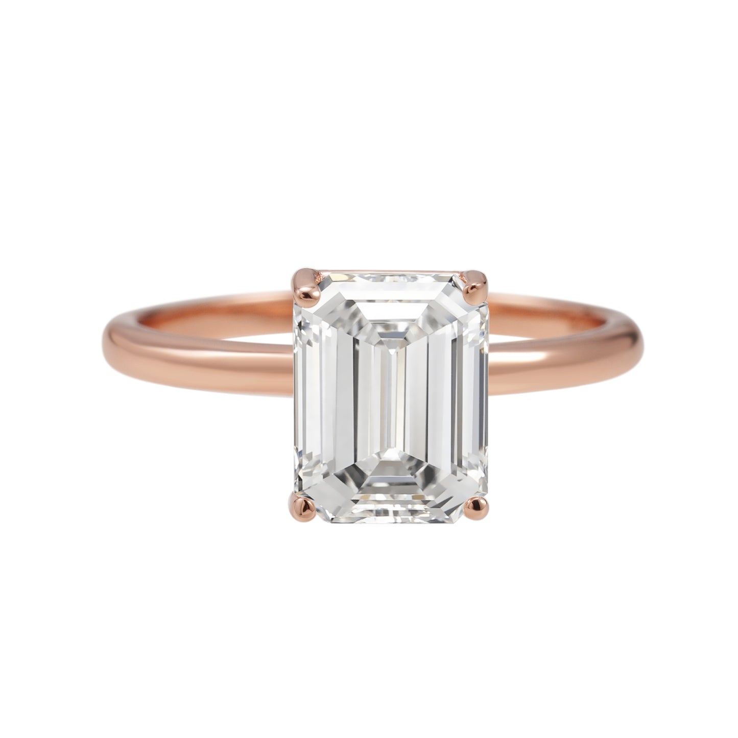 Rosékleurige ring met rechthoekige steen