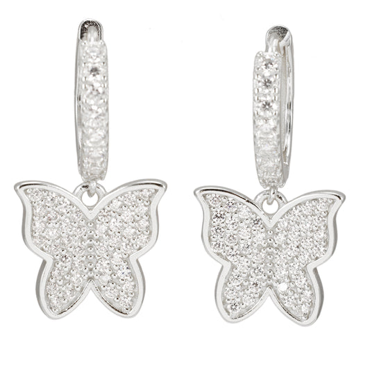 Zilverkleurige vlindervormige oorbellen