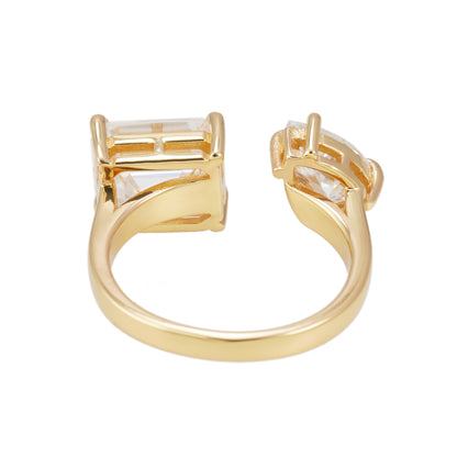 Ring met 2 stenen in geel zilver