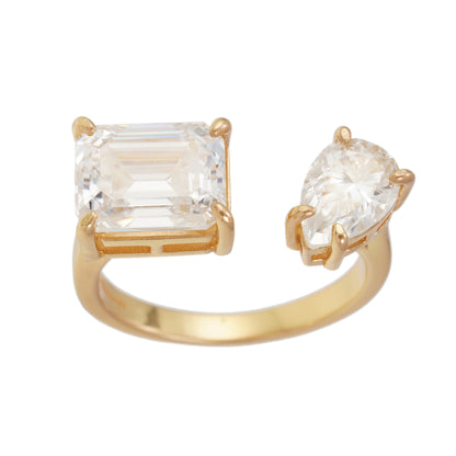 Ring met 2 stenen in geel zilver