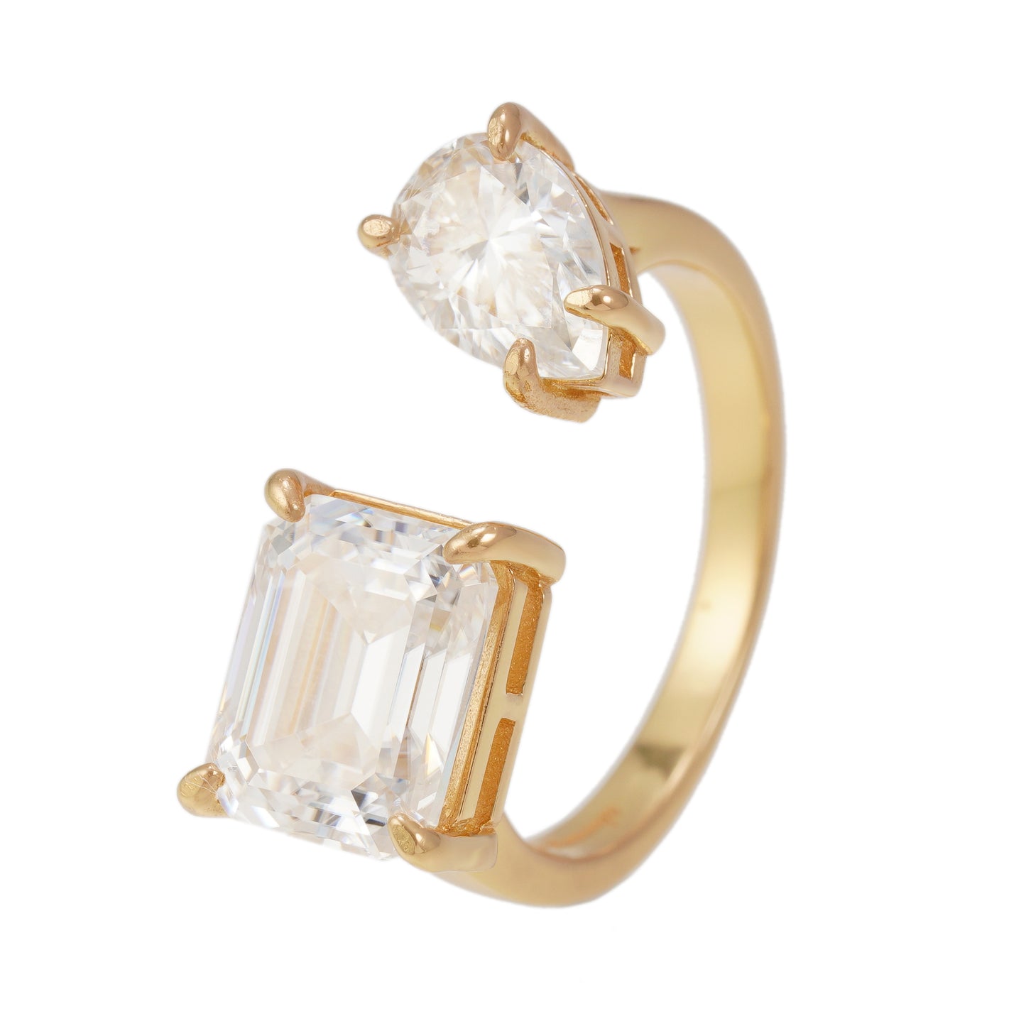 Ring met 2 stenen in geel zilver