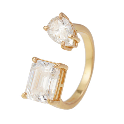 Ring met 2 stenen in geel zilver