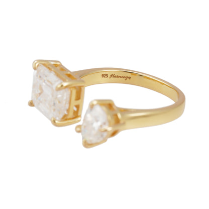 Ring met 2 stenen in geel zilver