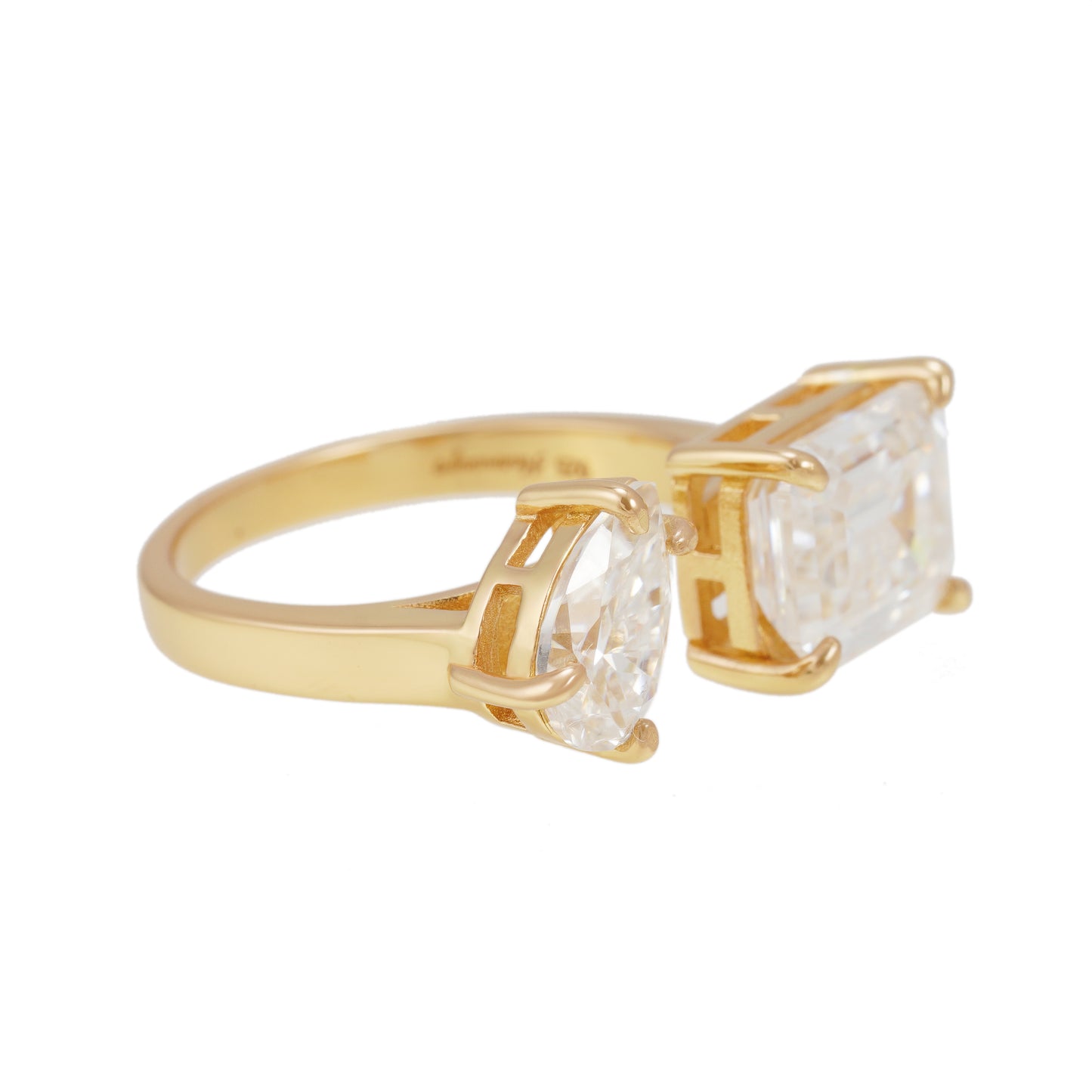Ring met 2 stenen in geel zilver